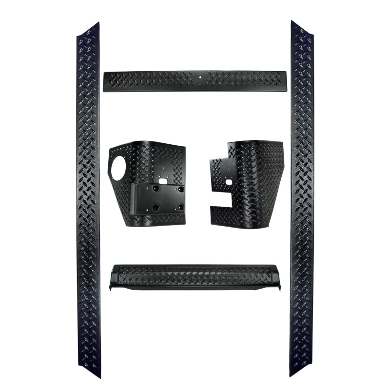Jeep Wrangler TJ Body Armor Kit - Rugged Ridge - Black Diamond Plate - Black - `97-`06